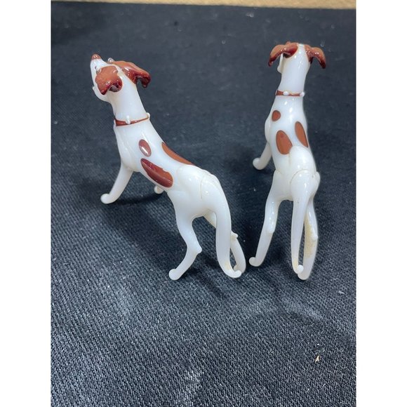 Vintage Miniature Hand Blown Jack Russel Fox terrier Milk Glass Dogs - Picture 5 of 8